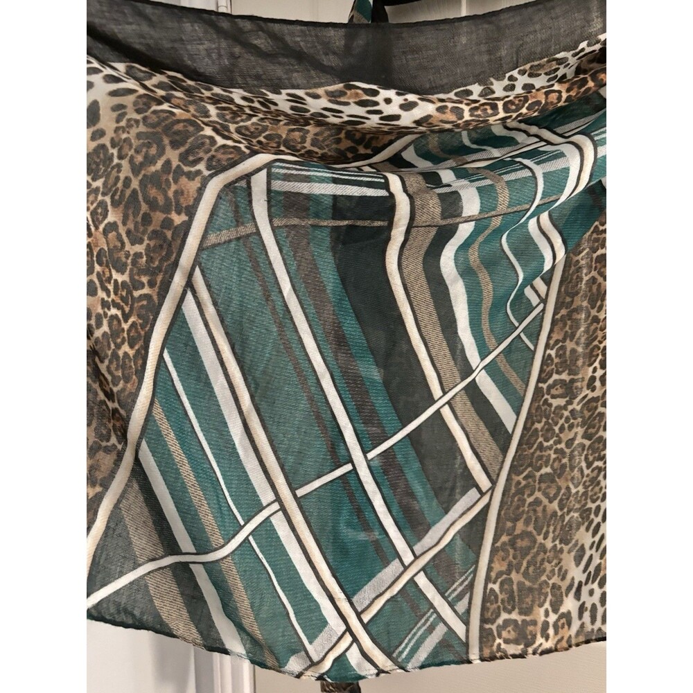 Leopard Stripe Print Scarf Green Brown Black Lightweight Wrap